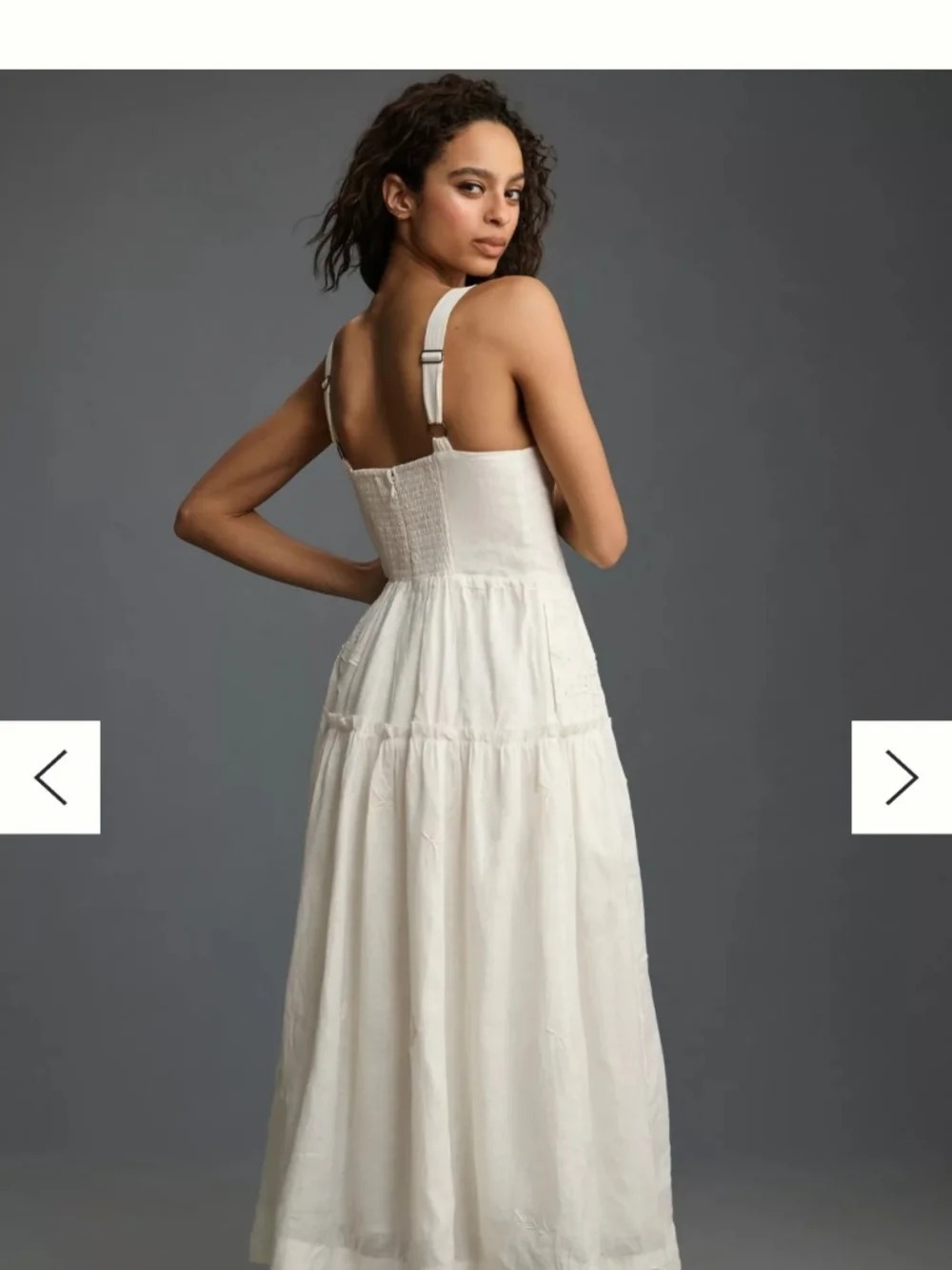 Anthropologie White Linen Square-Neck Midii Dress - Picture 2 of 10